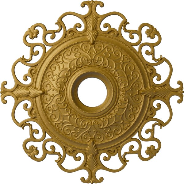 Ekena Millwork Orleans Ceiling Medallion (Canopies up to 8 1/4"), 38 3/8"OD x 6 5/8"ID x 2 7/8"P, Pharaohs Gold CM38OLPGS - main